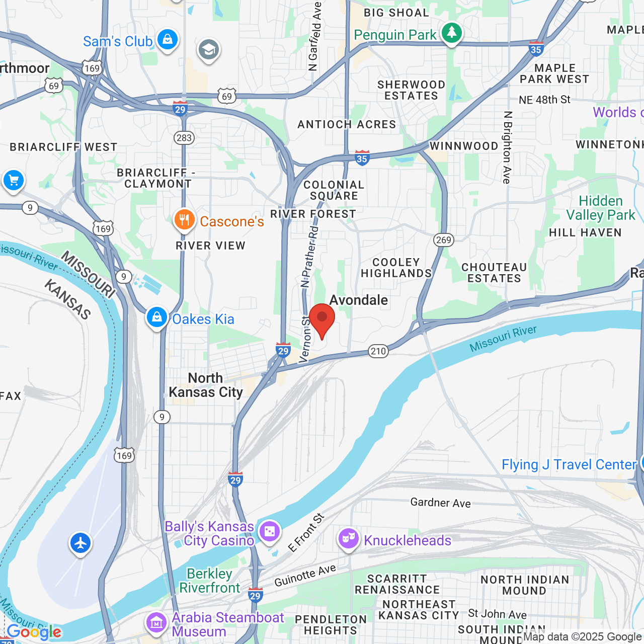 Google map image of our location in 2700 Clay Edwards Dr Kansas City, MO